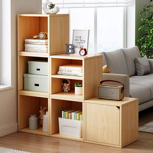 Bookshelf, storage rack, floor-standing simple bookcase, household living room free combination lattice cabinet, bedroom storage cabinet, storage cabinet