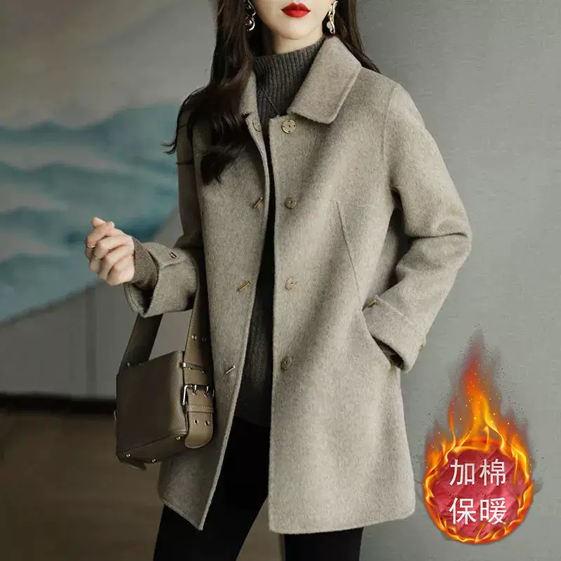 Demi-season small woolen coat for leisure, jacket, for teenagers, fitted, high-quality style
