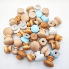 メーカー直販実木単孔取っ手荷木ケヤキ円形取っ手木製カラーキノコ頭取っ手