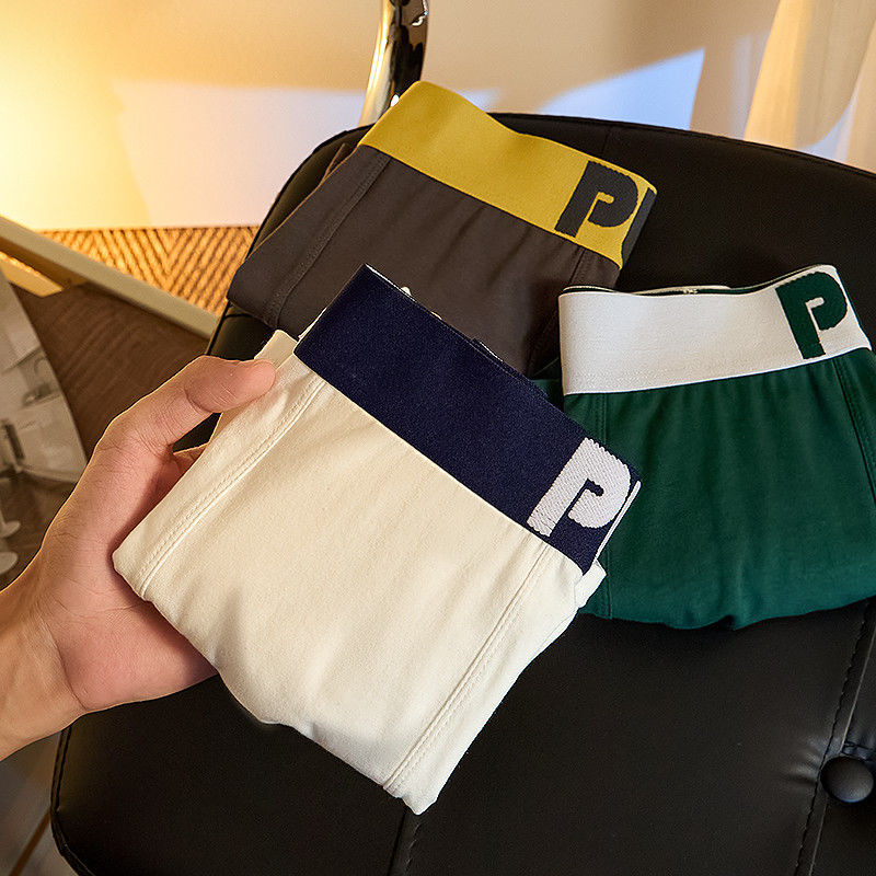 Men's Boxer Briefs Sports Long Mid-Waist One-Piece Cotton Breathable Large Size Boxer Shorts