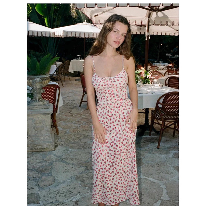 Premium Quality Re Summer New Women's Clothing Heavyweight Mulberry Silk White Rose Strap A-Line Dress Premium Quality Re Summer New Women's Clothing Heavyweight Mulberry Silk White Rose Strap A-Line Dress