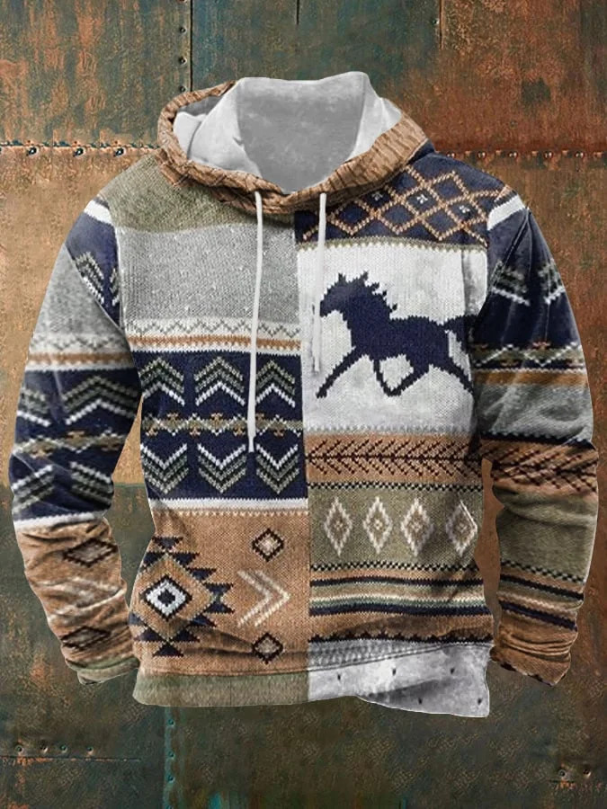 2025 otoño e invierno transfronterizo wish nuevo suéter estilo étnico animal estampado 3D casual cómodo suéter con capucha