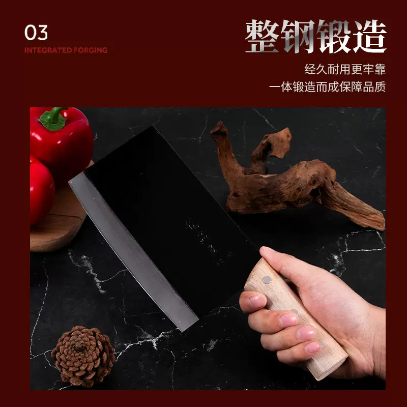 老式家用切菜刀批发木把桑刀直把切片刀厨用锰钢刀厨师刀锻打方刀