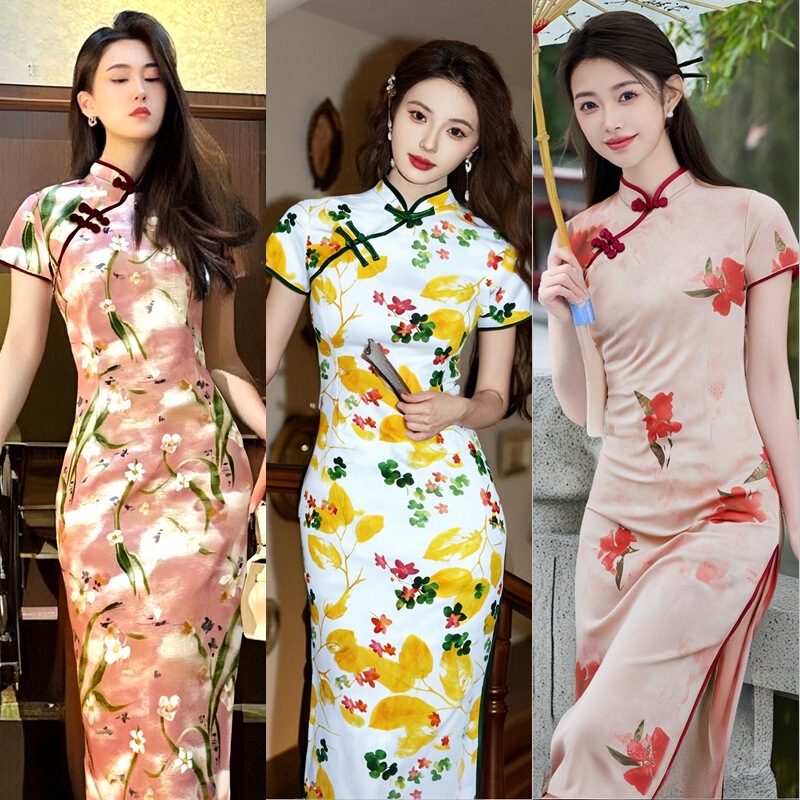 2025 Fashion New Improved Cheongsam Artistic Temperament Dress Daily Wearable Chinese Style Slim Long Style 2025 Fashion New Improved Cheongsam Artistic Temperament Dress Daily Wearable Chinese Style Slim Long Style