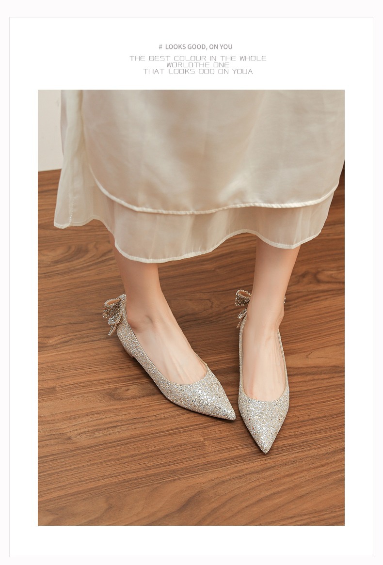 6388E-177 Internal Height Increase Sequin High Heels With Crystal Rhinestones Main Gauze Shoes Xiuhe Two-Way Bride_voghion.com