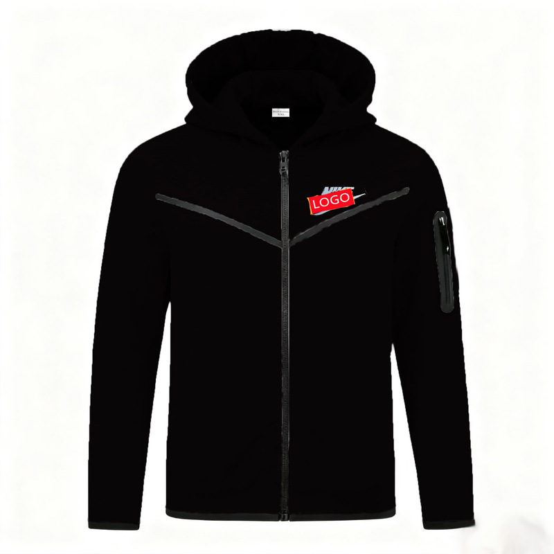 Foreign Trade Cross-Border Men's Sweatshirt, Fashionable and Casual, Faux Two-Piece, Slim Fit, Color-Blocking, Hooded Zip-Up Sweatshirt, New Men's Style