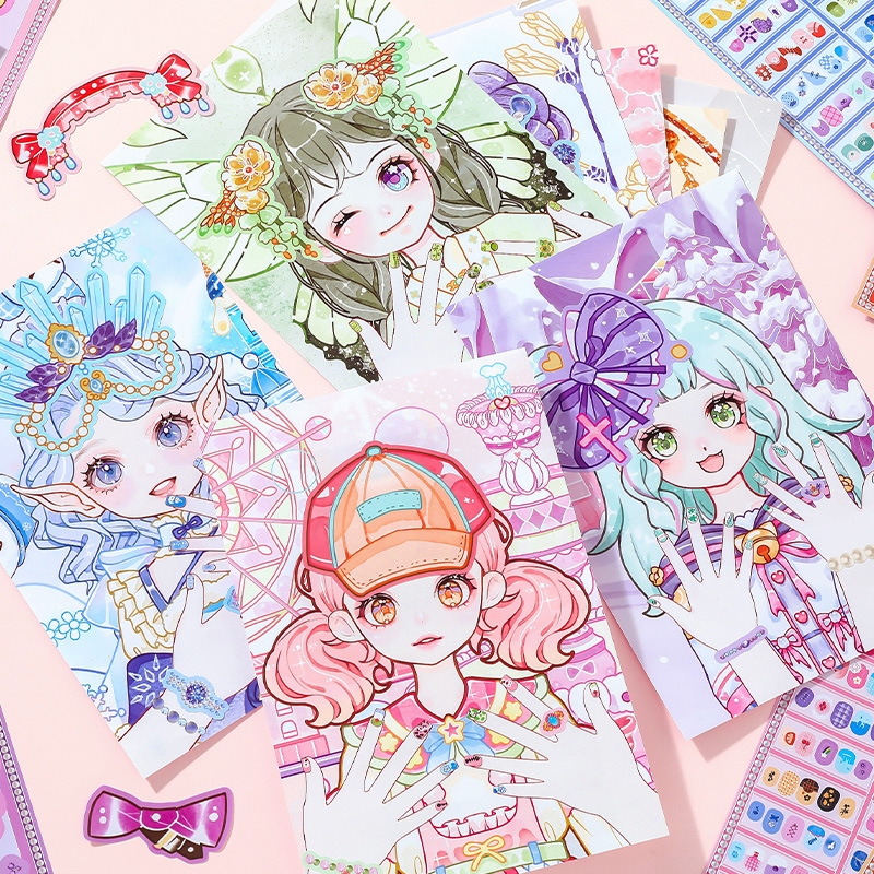 芯陌芯光少女美甲游戏贴纸高颜值梦幻少女心场景换装贴纸本玩具|undefined