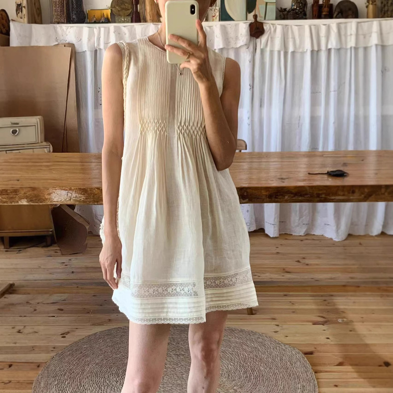 French-Style Artistic High-End Dress for Women, New Summer Design, Loose Pleated Tank Dress French-Style Artistic High-End Dress for Women, New Summer Design, Loose Pleated Tank Dress