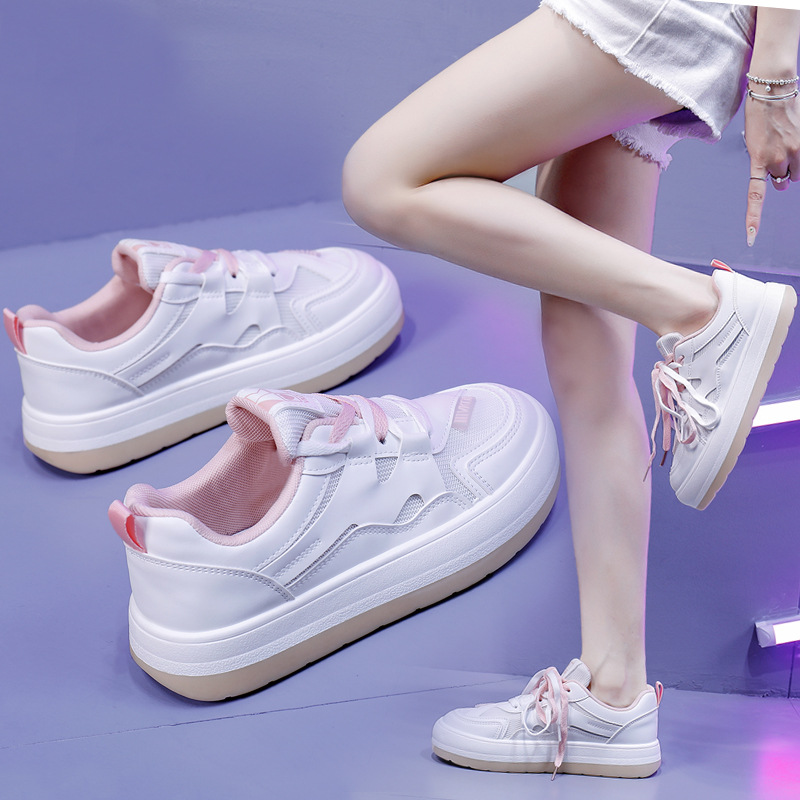 2022秋季新款厚底小白鞋女韩版拼色圆头休闲鞋百搭街拍女鞋MT061