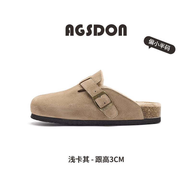 Augu Lion Deng Xiaoping zapatillas de terciopelo 2026 nuevas zapatillas de lana suave de un pie de primavera zapatillas de lana Bocken