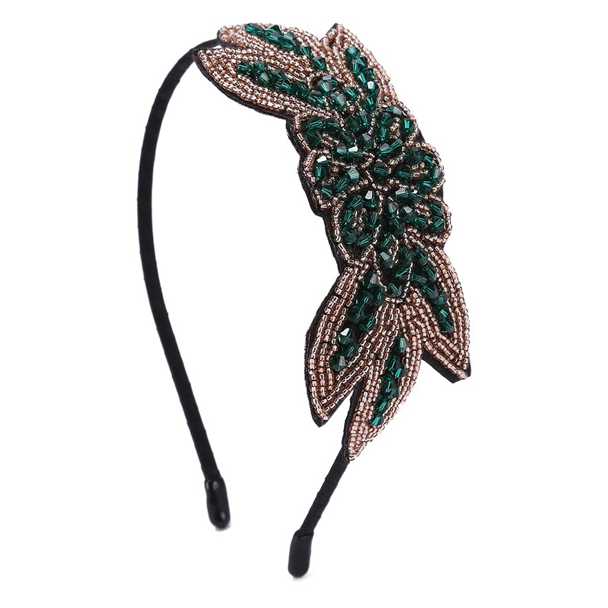 Europea y americana elegante reina retro étnico hecho a mano con cuentas rhinestone diadema personalidad bohemia diadema horquilla de viaje