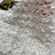 法式立体盘带波浪绣花布 蕾丝网纱花边刺绣 厂家直销外贸面料