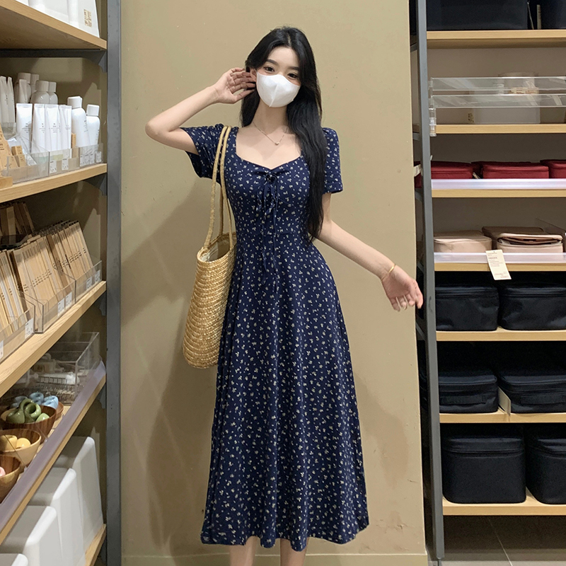 大码胖mm夏季小众设计感碎花连衣裙短裙法式气质显瘦中长裙子女装|undefined