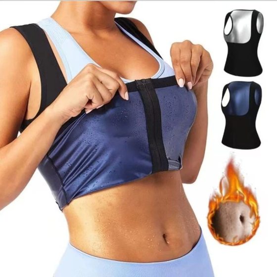 Amazon Women's Sweat-Break Zipper Vest Body-Tinker Body-Shaper Fitness Clothes Running Abdominal-Tinker Yoga Sweat Suit
