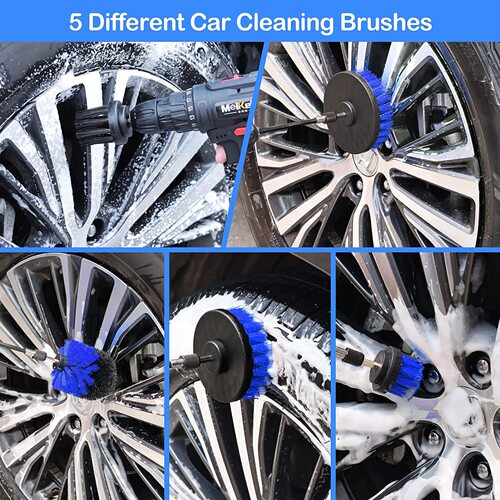 Cross-border hot selling car wash cleaning brush set 26 pieces car interior cleaning electric drill brush head detail brush set