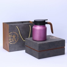 高端覆钛316保温焖茶壶木纹手柄礼品杯