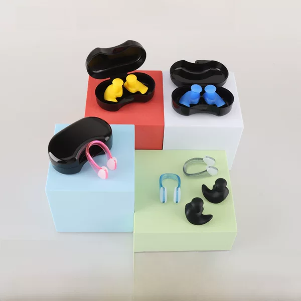 Swimming earplug nose clip set professional waterproof spiral silicone earplug adult children swimming diving outdoor equipment