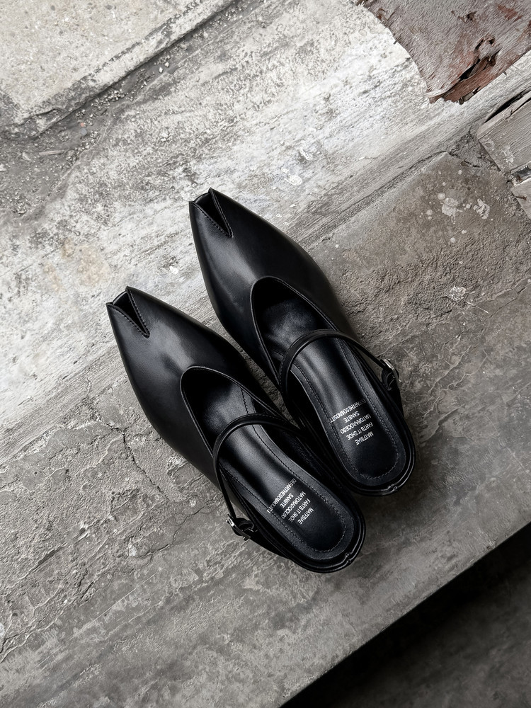 Sandal nữ hở mũi gót nêm cao da bò tăng chiều cao quai ngang — màu đen, màu trắng, màu mơ chi tiết 20