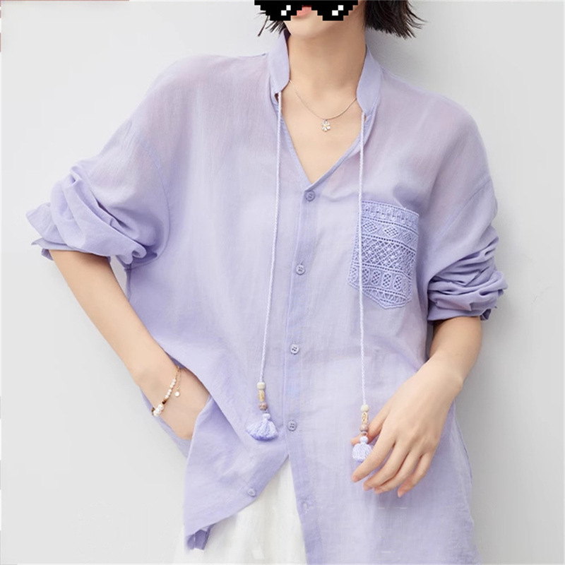 My Floridian Lace Shirt, Artistic and Romantic ~ V Neck Lace Embroidered Shirt