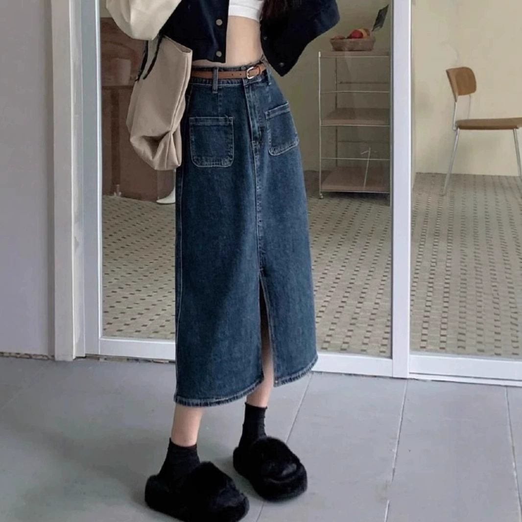 Джинсовая юбка в форме груши джинсовая юбка среднего и длинного женского среднего размера