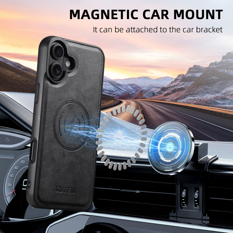 Suitable for Iphone17Promax Mobile Phone Case, Samsung S26U Wireless Charging Magsafe Car Magnetic Leather Case