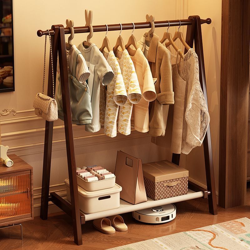 Clothes rack made of bamboo, freestanding vertical coat rack, simple home-use bedroom clothes rack, storage rack for clothes