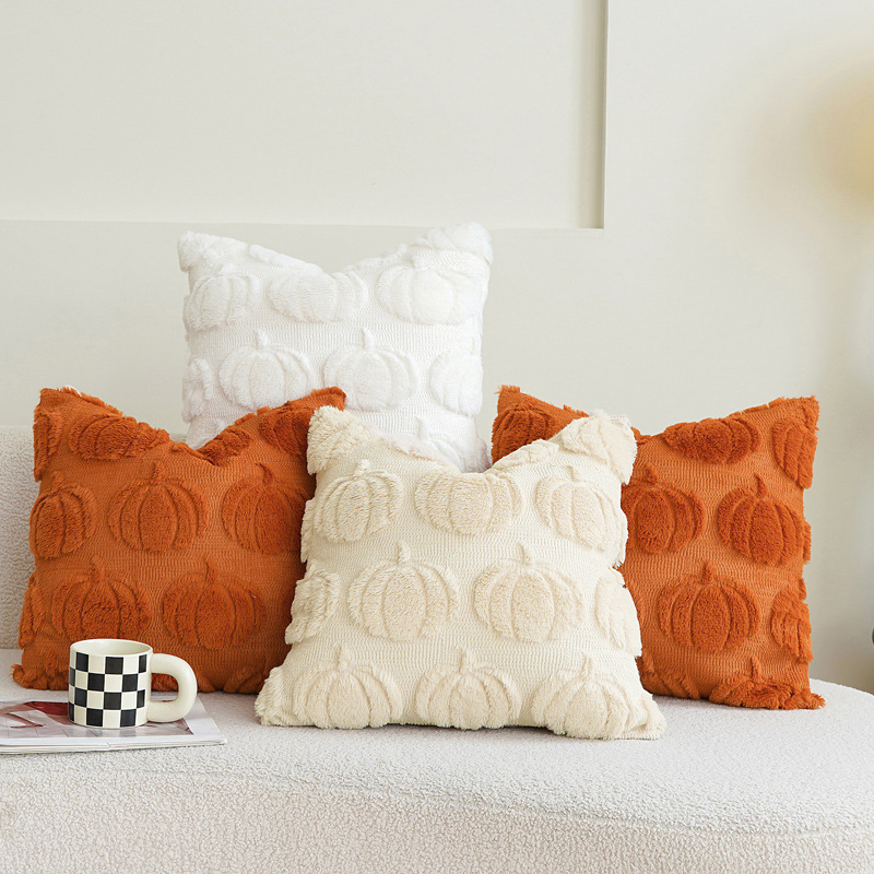 Thanksgiving Pumpkin Quilted Pillow Cover Cushion Cover for Living Room Sofa Decoration Cushion with Pillow Insert