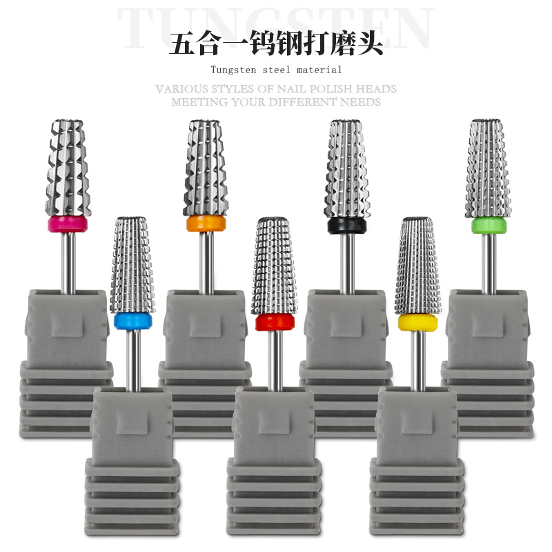 Nueva manicura cinco en uno de acero de tungsteno de molienda de la cabeza rápida de esmalte de uñas Gel removedor exfoliante izquierda y derecha universal de cinco en uno