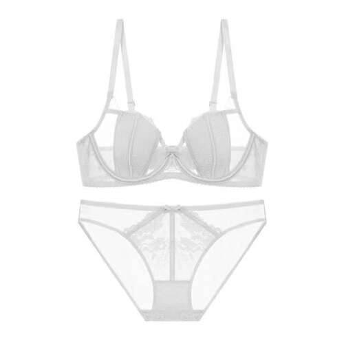 French Sexy Hollow Lace Bra Set Soft Wire Thin Breathable Underwear for Big Breasts and Smaller Women