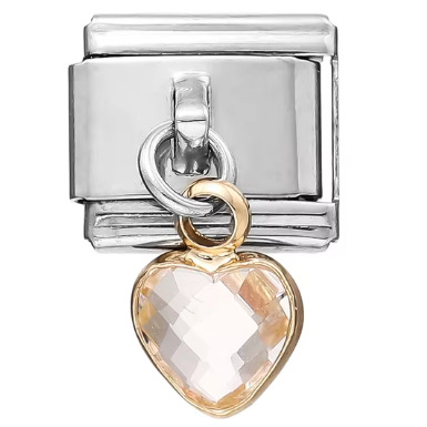 AliExpress Venta caliente DIY9mm módulo pulsera amor corazón doble melocotón corazón joya serie de costura de acero inoxidable pulsera de una sola pieza