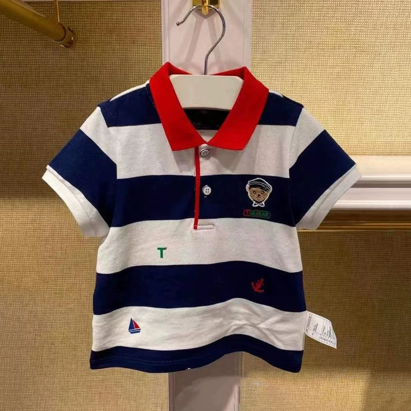 Breathable polo for boys, with short sleeve, children's clothing, with little bears