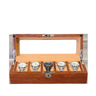 Custom Luxury Custom Printed Logo high quality Wooden 5 Watch Display Box Watch Lovers