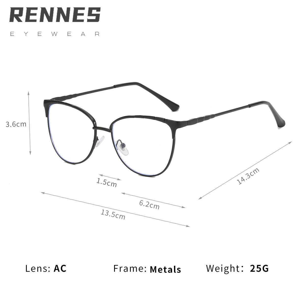 2024 nuevo marco de metal transfronterizo europeo y americano retro ojo de gato personalizado gafas de moda gafas de marco de miopía