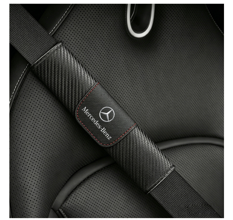 Manufacturer of Car Logos, Cross-Border Carbon Fiber Pattern Leather Seat Belt Shoulder Pads, Interior Modification Backrest Seat