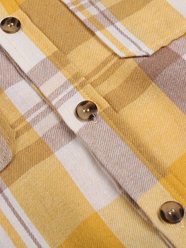 Women's yellow checkered blazer-style top, women's shirt for women