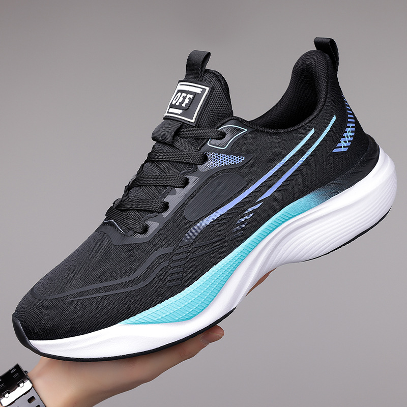 Men's Spring/summer Thick-soled, Resilient, Comfortable Running Shoes, Youth Lace-up, Color-blocked, Breathable Sports_voghion.com