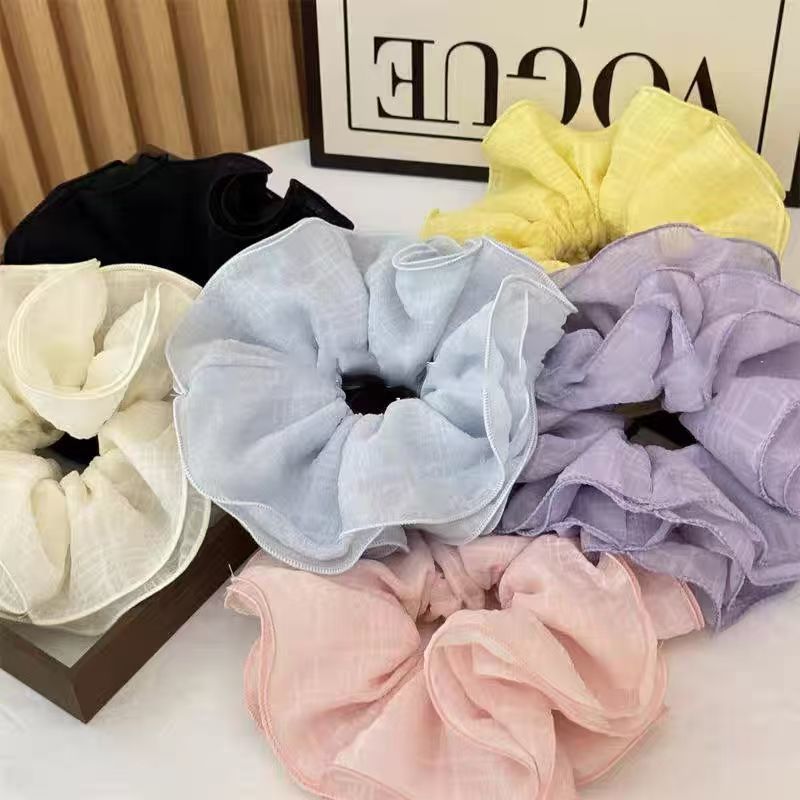 한국식 다층 주름 부드러운 스타일의 대장 머리끈, 여름 분위기의 질감 있는 머리띠, 게으른 기질의 머리끈