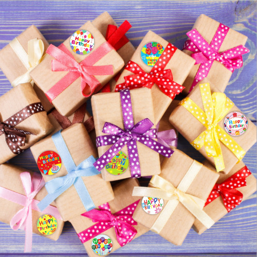 Round self-adhesive label cartoon birthday greeting sticker hand-decorated seal sticker teacher reward holiday decoration