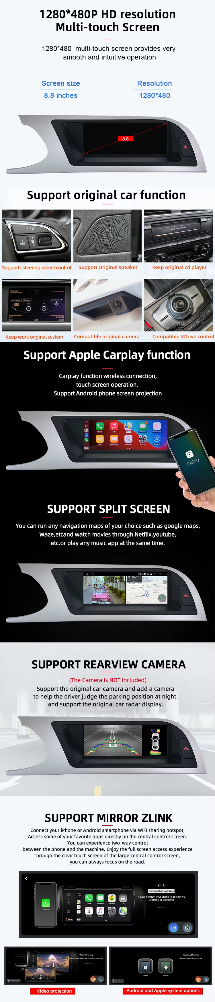 Suitable for Audi A4 A5 B8 B7 B6 8.8inch Large-Screen Car Navigator