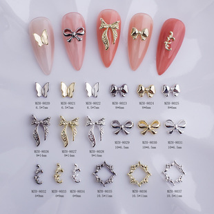 Nail bow jewelry wholesale Japanese nail drill alloy stereo nail drill small butterfly ribbon nail accessories