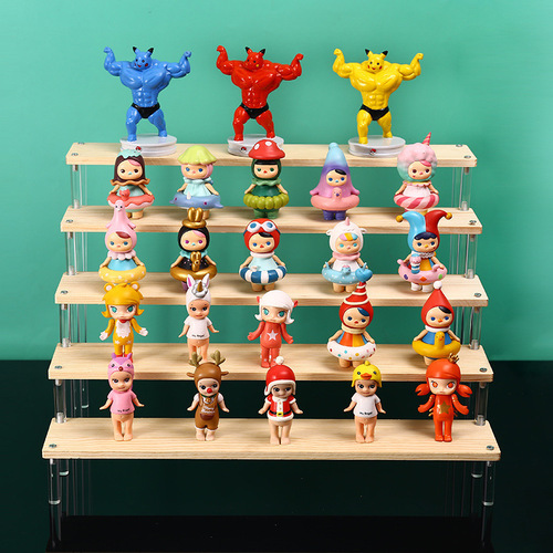 Acrylic storage and display box blind box figure multi-layer transparent plate stepped layered shelf display cabinet trapezoidal stand