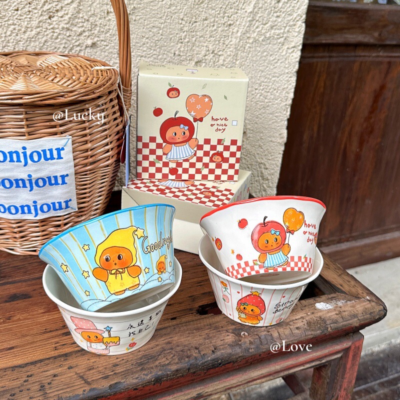 Trendy ceramic cute rice bowl, Instagram-style high-value home tableware, cartoon star-shaped yogurt bowl, dessert bowl Trendy ceramic cute rice bowl, Instagram-style high-value home tableware, cartoon star-shaped yogurt bowl, dessert bowl