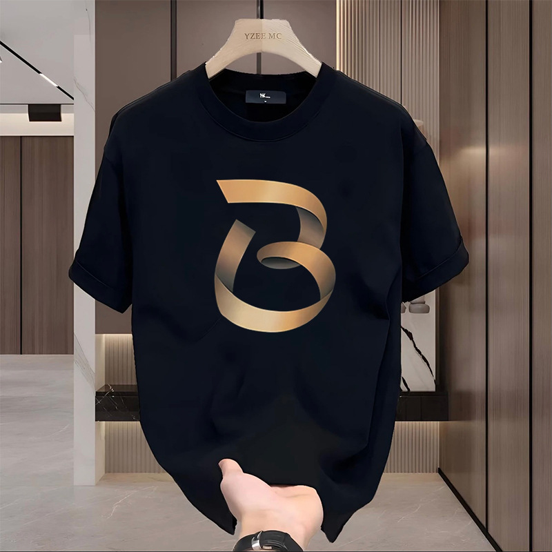 T-shirt à manches mi-longues pour hommes, marque de mode américaine, ample, polyvalent, en pur coton, haut de gamme, nouvelle collection été_voghion.com