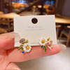 Brand asymmetrical advanced earrings, flowered, high-quality style, french style