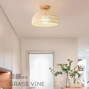 Aisle Ceiling Lamp Corridor Entrance Hall Balcony Lamp Fitting Room Japanese Pastoral Creative Rattan Log Bedroom Lamp