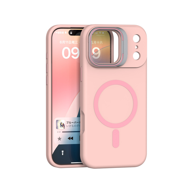 跨境适用iPhone17pm镜框支架丝印磁吸手机壳苹果16硅胶防摔保护套|undefined