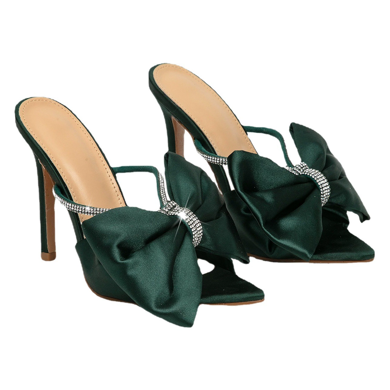 Весна 2023 новые европейские и американские внешнеторговые трансграничные сандалии на шпильке с острым бантом на высоком каблуке для женщин больших размеров