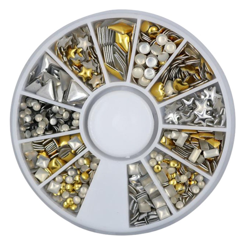 Cruz-frontera uñas DIY uñas joyería 6cm diamante caja 12 metal nido clavo remache disco cobre conjunto