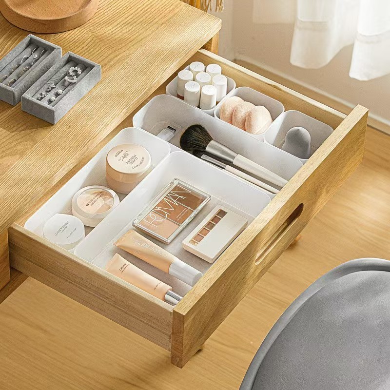 日本製デスクトップ化粧品収納ボックス透明つや消しプラスチックコンビネーションセット収納ボックス分類引き出し整理ボックス|undefined