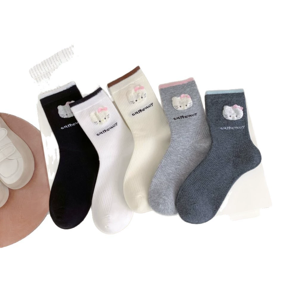 Милая хлопковая осенняя бархатная knee socks, средней длины, японские и корейские